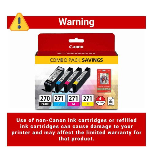 Canon PGI-270/CLI-271 Genuine Photo Paper Combo Pack, Compatible with MG6820, MG6821, MG6822, MG5720, MG5721, MG5722, MG7720, TS5020, TS6020, TS8020, and TS9020 (Optional) Printers
