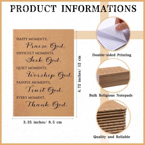 Sayglossy 50 Set Christian Gifts 18 Bible Verse Notebook Religious Notepad 18 God Bless You Ballpoint Pens Christian Wooden Pens 18 Gift Bags Religious Gifts for Church Office Coworker
