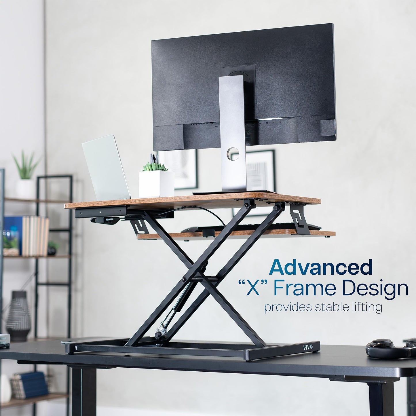VIVO Rustic Vintage Brown 32 inch Stand Up Desk Riser, DESK-V000SN