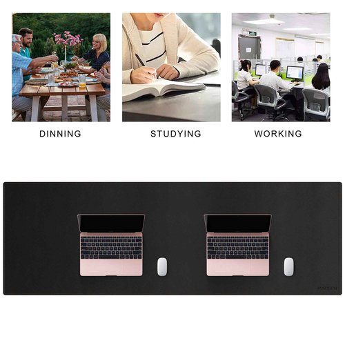 MAIDERN 59”x 19.6” Leather Desk Pad, Large Desk Mat, Reversible Cork & Leather Large Mouse pad for Desk, Waterproof Computer Desk Pad for Gaming Home Office (Black) …