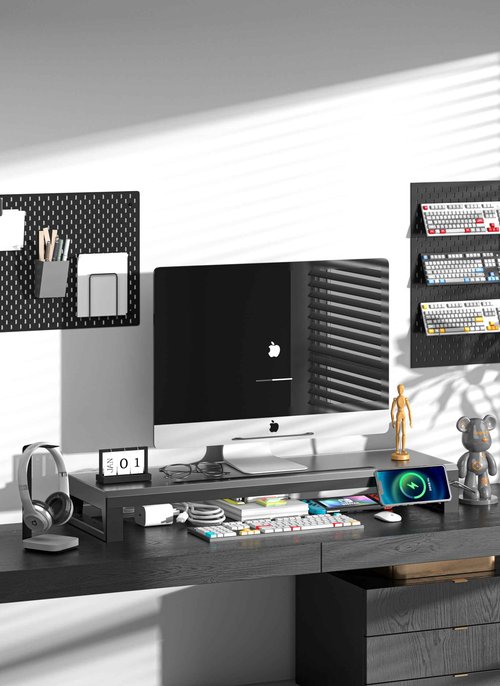 GECKOSTROLL Computer monitor stand Laptop Desk Shelf & Monitor Riser ，27.55 inches long desk riser Monitors/PC/Laptop/Computer Space Saver Organizer (Basic Version, 700mm)