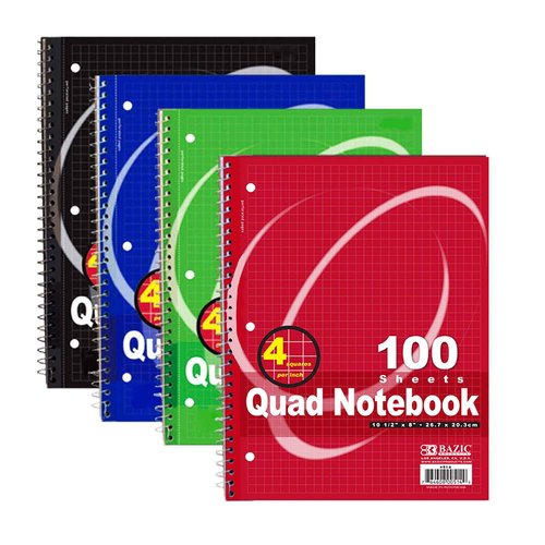 BAZIC Products Composition Notebook Graph Quad-Ruled 4-1" Spiral Notebook 100 Sheet, Drafting Blueprint Journal Comp Notebooks for Office School, 24-Pack