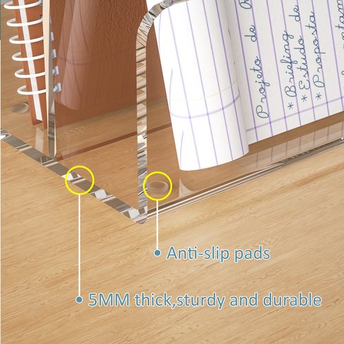 Sezanrpt Acrylic File Holder 2 Compartment, Clear Desk File Organizer, Office Magazine File Folder Organizer