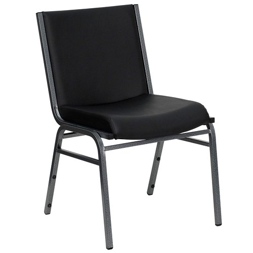 Flash Furniture Hercules Series Heavy Duty Stack Chair, Set of 1, Black Vinyl