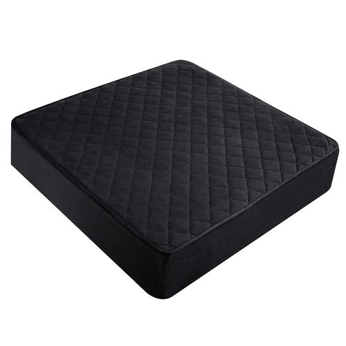 COMFORTANZA Extra Large 22x22x5 Medium-Soft Memory Foam Seat Cushion for Recliner, Armchair, Couch - Washable Velvety Cover with Waterproof Layer,Non-Slip Base - Tailbone Pain,Pressure Relief - Black