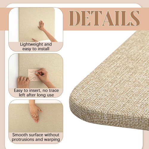 Hahafelt 36"x 24" Linen Fabric Bulletin Board Pinboard for Walls Display Frameless Pinboard Display Notice Memory Board for Office Walls Home Kitchen Easy to Install(Brown)