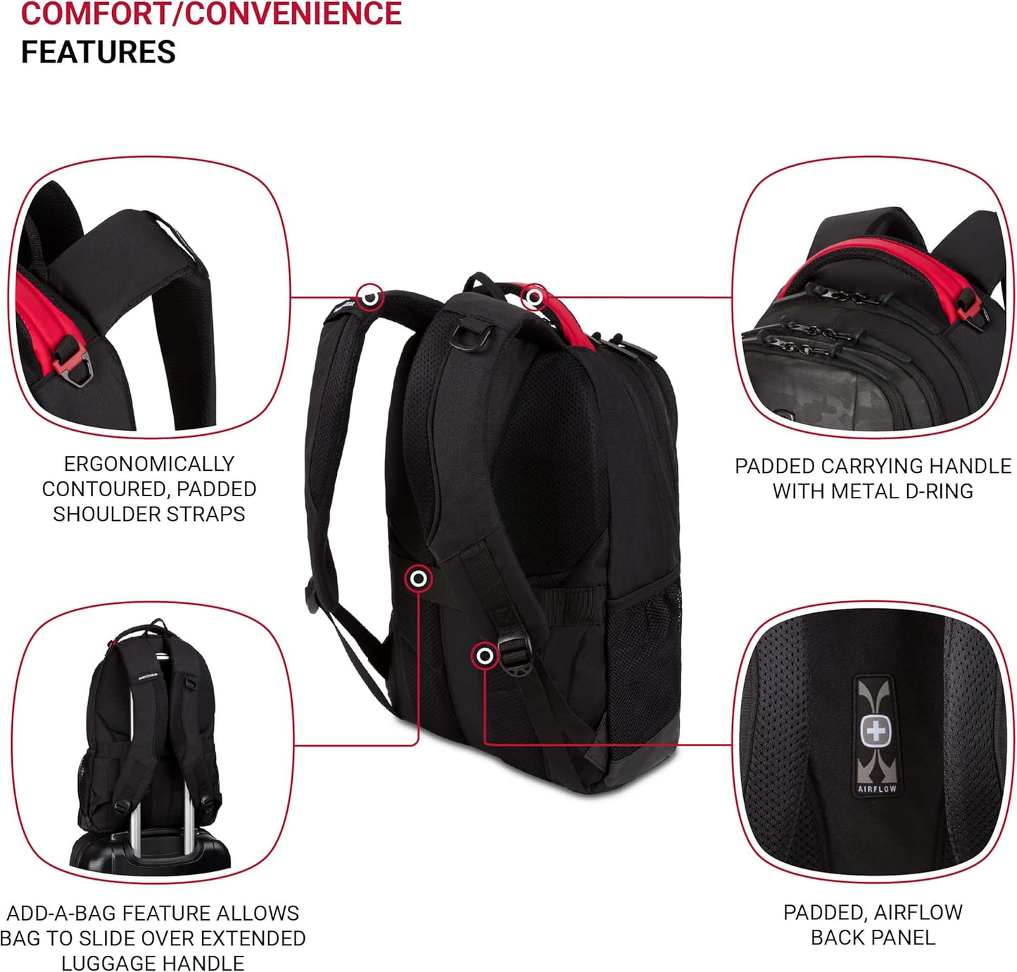 SWISSGEAR 18-Inch Laptop Backpack - Fits 16-Inch Laptops, Travel Daypack with Organizer Pockets & Padded Straps - Camo Noir