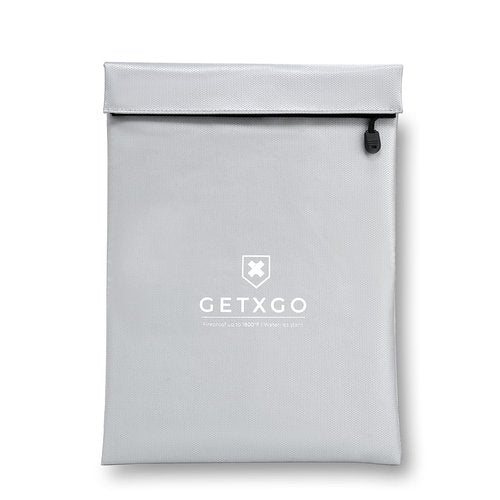 GETXGO: Fireproof Document Bag - Water-Resistant - Thick Tough Fiberglass & Aluminum Walls with Fire Safe Double Pouch Closure - Protect Important Documents, Cash, & Passports. 15"x11"