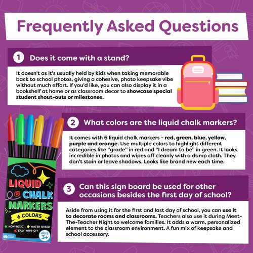 First Day of School Sign Board with Liquid Chalk Markers - 14”x11” Double-Sided & Reusable - My First and Last Day - Back to School Supplies Board for Kindergarten, Preschool