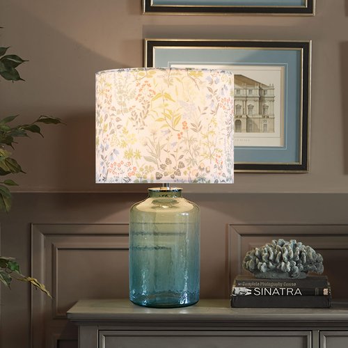 GO&SO 2pcs Floral Drum Lamp Shades For Table Lamps - 13" Top x 13" Bottom x 10" High(Spider), Modern Medium Lamp Shade for Floor&Bedside Lamp, Natural Linen - Lampshades Replacement, Assembly Required