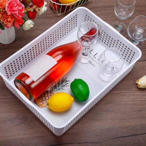 Cptoion A4 Size Plastic Storage Basket Tray,6 Pack Plastic Paper Storage Trays,Desktop File Paper Letter Organizer Basket for Classroom, Office, Home (White)