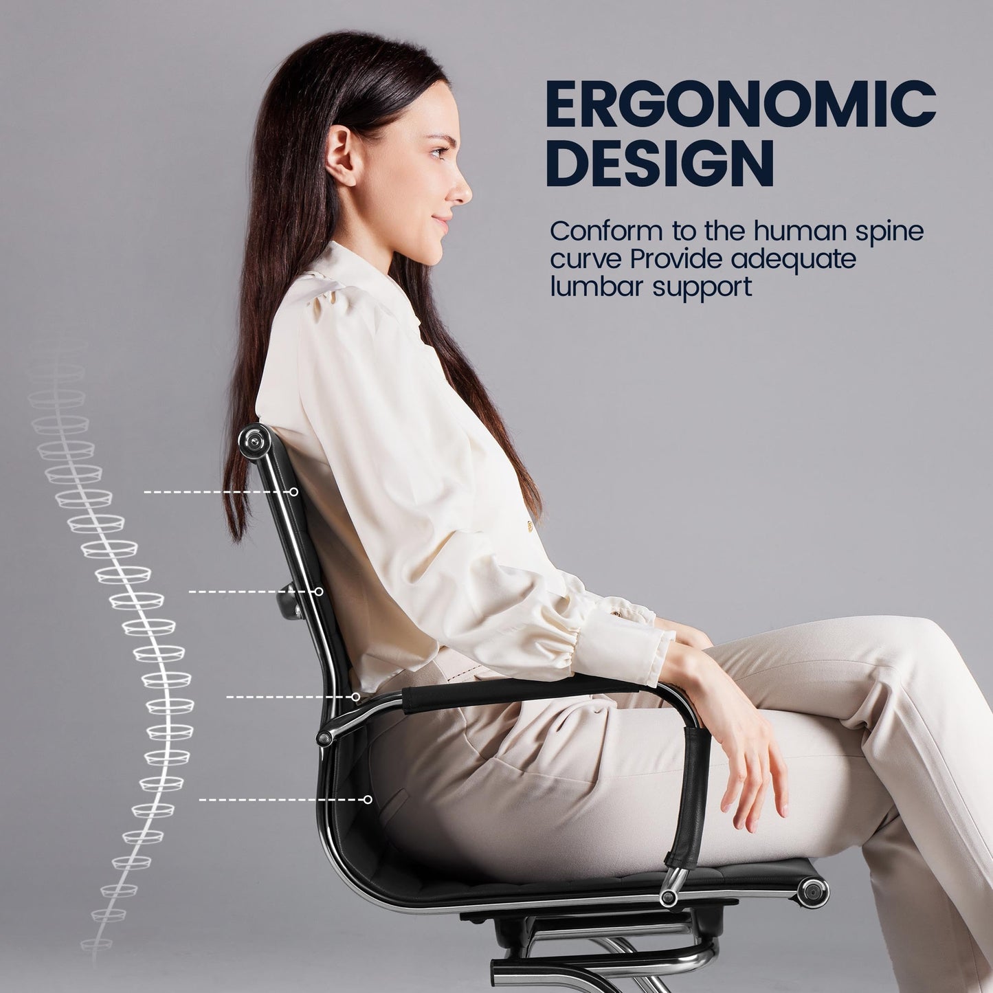 Yaheetech Faux Leather Office Reception Chair Without Wheels Mid Back Ergonomic Guest Chairs for Conference Reception Room Waiting Room, Set of 2 Black