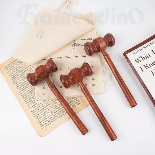 Framendino, Mini Wooden Gavel Prop Judge Hammers Courtroom Lawyer Gavels Justice Costume Accessories for Auction Sale (4)