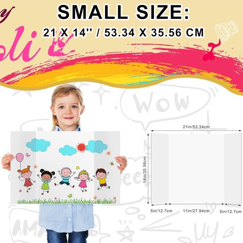 HAUTOCO Tri-Fold Presentation Boards - 3 Pcs Small White Corrugated Project Boards | 21 x 14 Inches for School Projects & Events