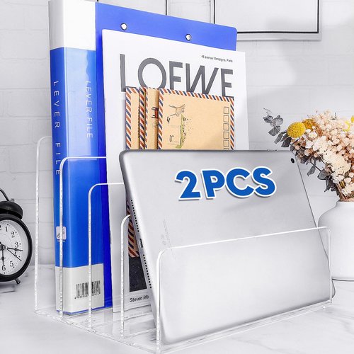 2PCS Clear Acrylic File Organizer for Desk