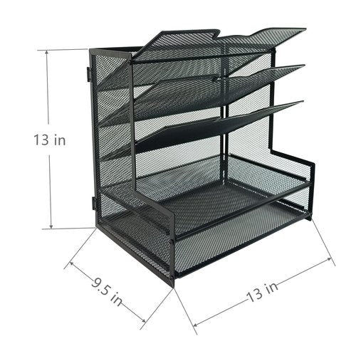 Generic 5-Tier Metal Mesh Desk Organizer, Office File Holder, Paper Organizer for Home Office Furniture, Black