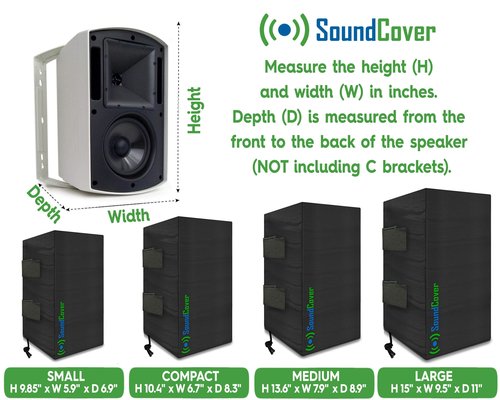 The Original Light Outdoor Speaker Covers for C-Bracket Mounted Speakers – Premium 210T Polyester with Silver UV Protective Coating – Water-Resistant, All-Weather Protection – Medium Size (Set of 2)