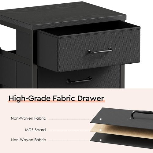 Maihail 3 Drawer Mobile File Cabinet with Wheels Fabric Vertical Filing Cabinet fits A4 or Letter Size for Home Office,Black
