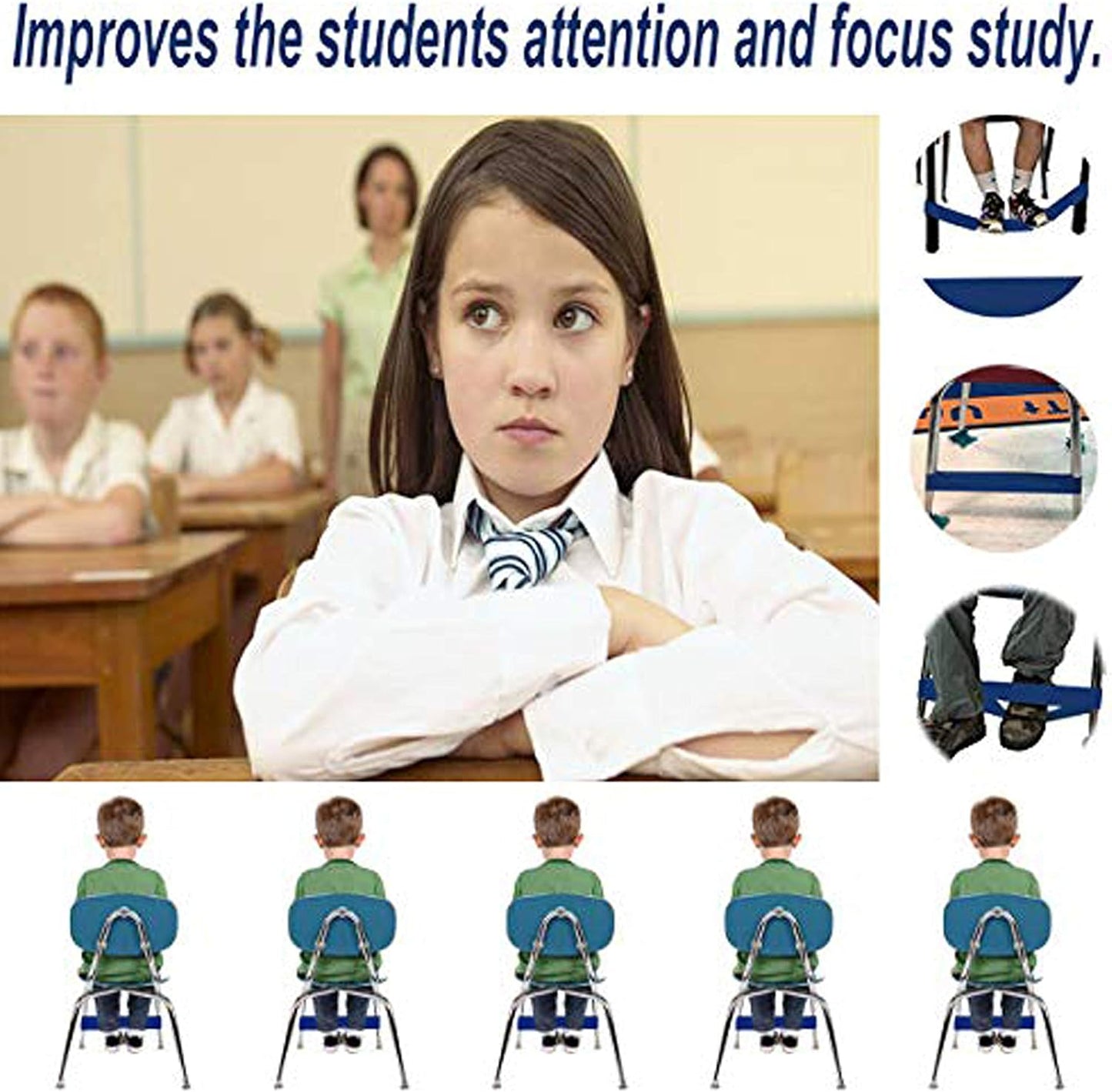 Skiennix Chair Bands for Kids - Fidget Relief for Sensory Needs | Durable Natural Latex