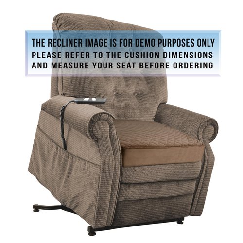 COMFORTANZA Large Soft 20x20x5 Polyurethane Foam Recliner Chair Seat Cushion for Long Sitting - Washable Velvety Cover with Waterproof Layer, Non-Slip Base - Tailbone Pain & Pressure Relief - Brown