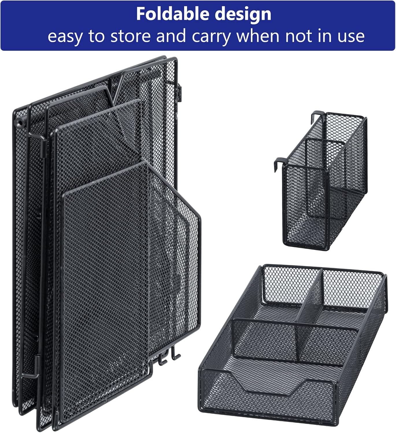 Topwey Desk Organizer - 2-Tier File Organizer with Drawer & Pen Holders | Mesh Desktop Storage Solution