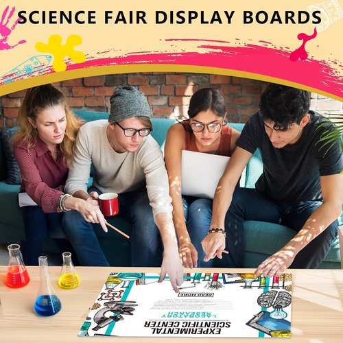 HAUTOCO Tri-Fold Presentation Boards - 3 Pcs Small White Corrugated Project Boards | 21 x 14 Inches for School Projects & Events