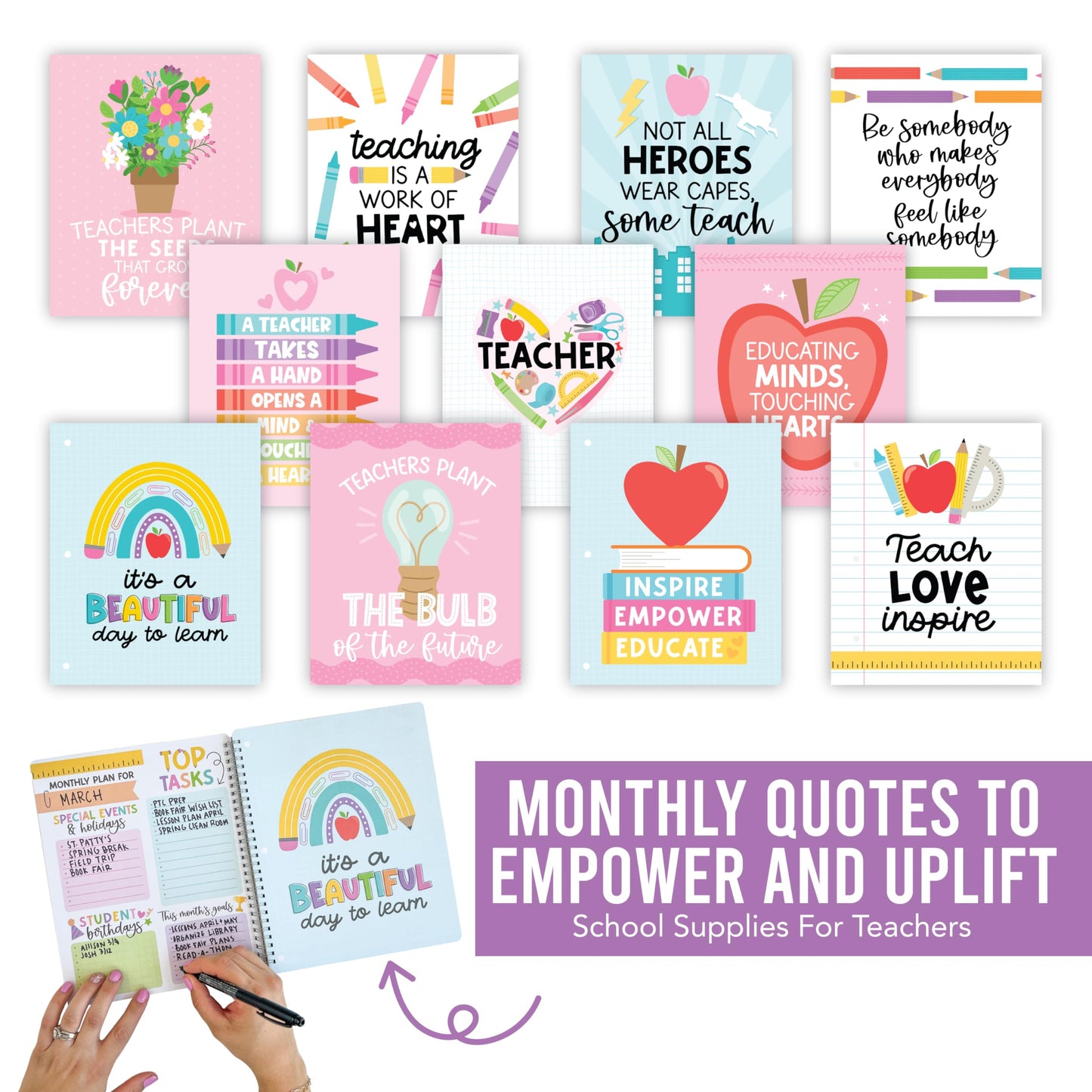 Hadley Designs Teacher Planner 2026-2027 Academic Year - Undated Teacher Lesson Planner Book for Teachers, Homeschool Planners 2026-2027, First Year Teachers Must Haves, Back to School Teaching Gifts