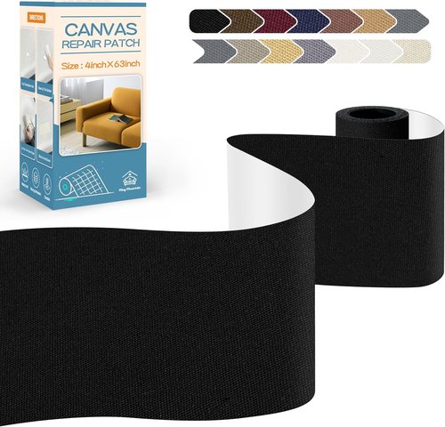 KING MOUNTAIN Canvas Repair Tape - Waterproof Self-Adhesive Patch for Outdoor Gear | 4"x63" (Black)