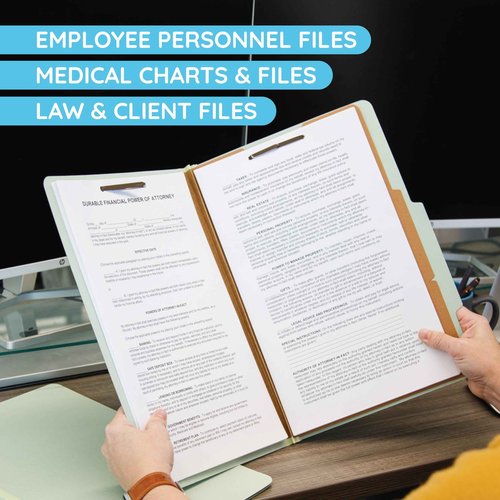 30 Legal Size Classification Folders, 2 Divider 2 Inch Tyvek Expansions, Durable 2 Prongs Designed to Organize Standard Law Client Files, Office Reports, 30 Legal Folders, Gray Green