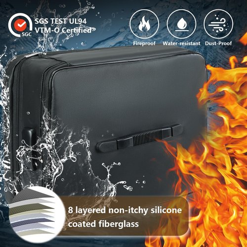 TYLIN Expandable Fireproof Document Box，Large Capacity File Organizer, Fire Proof Safe For Home,Document Organizer Box with Lock,Multi-Layer Portable Home Travel Safe Storage Case for Files,Cash