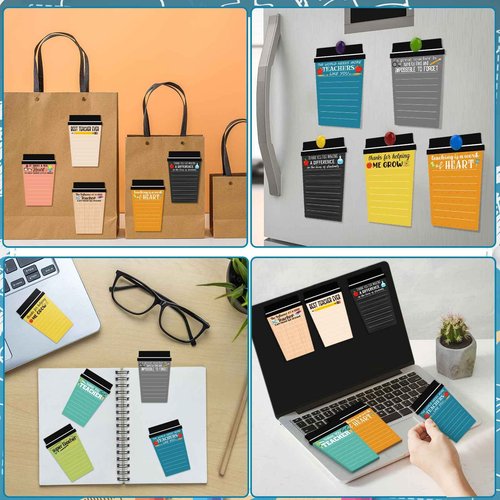 Kosiz 90 Pcs Christmas Teacher Gifts from Students Teacher Coffee Cup Notepad with Pen Appreciation Sticky Notes Bulk Thank You Gifts for Christmas New Year School Office Classroom Supplies