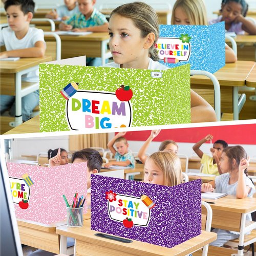 Cinrobiye 24 Pcs Inspirational Privacy Folders Standard for Students Cardboard Shields Test Privacy Boards Motivational Words Desk Dividers Shield for Classroom School Study Supplies (Colorful)