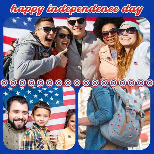 Qeeenar 200 Pcs Veterans Day Supplies include 100 Pcs Patriotic American Flag Lapel Pins and 100 Pcs USA Patriotic Themed Ballpoint Pen 1.0mm Independence Day for Home School Office Party