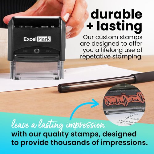 ExcelMark Custom One Line Stamp - Name Stamps Self Inking Personalized (Small)