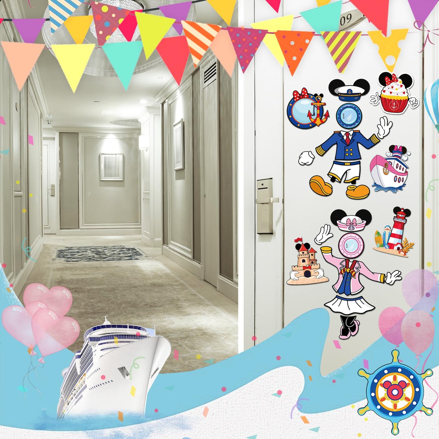RiVolTa Mouse Cruise Door Magnets - 24 Pcs Cute Ship Cabin Decorations Magnetic Stickers Personalized Funny Cartoon Animal Anchor Stateroom Decals Carnival Birthday Holiday Party Accessories Car Decor