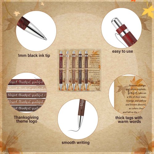 Epakh 100 Sets Thanksgiving Gifts Bulk, Fall Pens with Greeting Cards, Fall Party Favors for Adults, Friendsgiving Party Favors, Thanksgiving Gifts for Coworker, Teacher, Employee, Office Supplies