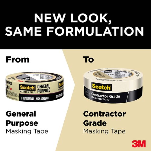 Scotch Contractor Grade Masking Tape, 0.94 inches by 60.1 yards (1,442 yards total), 2020, 24 Rolls