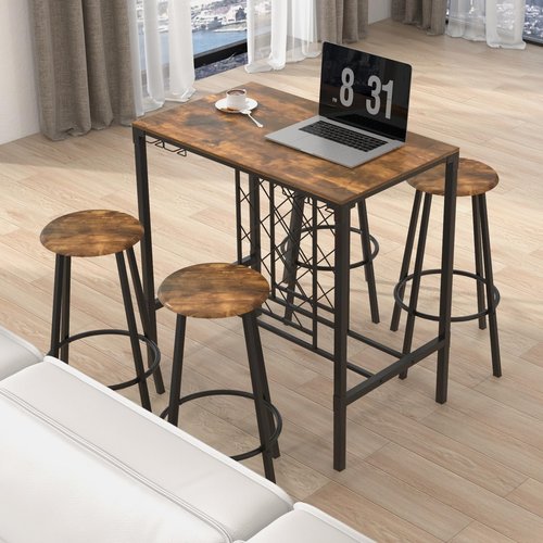Giantex 5-Piece Dining Room Table Set, Multifunctional Kitchen Dinette Set of 5, 51" L X 27.5" W Table & Chair Set for 5, Rectangular Glass Dining Table & 4 Transparent Chairs for Living Room