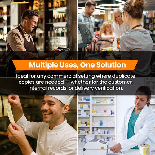 (32 Rolls) 2 Ply Kitchen Printer Paper White/Yellow Carbonless Rolls 3” x 95 Feet Receipt Rolls–Compatible with Star SP700 Printer Paper, SP2000 UP389 & Omni 480 220 250–Ribbons Required–Non Thermal