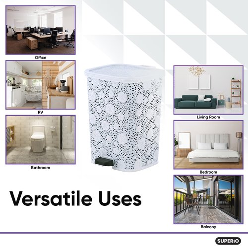 Superio Trash Can, Small, White