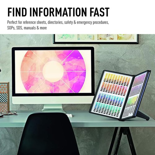 Durable Desktop Reference System with 5 Double-Sided Panels - Letter-Size 8.5" x 11" Inches - Black SHERPA SOHO Design - Desk Reference Organizer