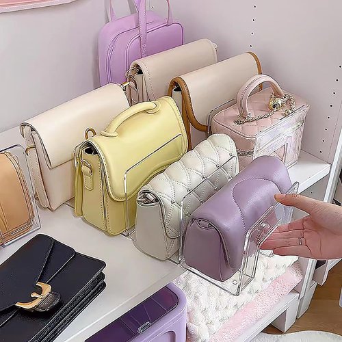 Yuixoseu Purse Organizer for Closet, Clear Acrylic File Organizer, Desk File Holder for Book, Document, Envelopes, Binder, Mail, Handbag (2Pcs)