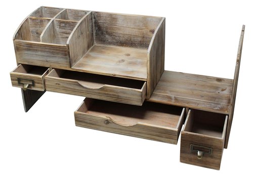 Executive Office Solutions Large Adjustable Wooden Office Desk Organizer For Desktop, Tabletop, or Counter – Wood Storage Shelf Rack – For Office Supplies, Desk Accessories, or Mail - Barnwood (WO13)