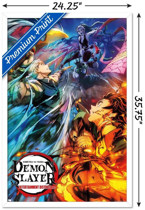 Trends International Demon Slayer - Key Visual 2 Wall Poster, 22.375" x 34", White Framed Version