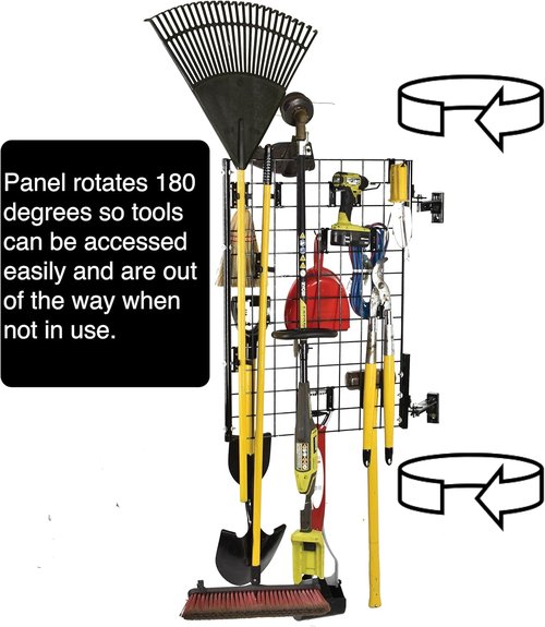 Garage Organizer Panel - Wall Mounted Pivoting System | 22-Piece Kit for Efficient Storage
