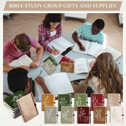 Kosiz 30 Sets Spanish Christian Gifts Christmas Bible Verse Pocket Spiral Notebooks Inspirational Small Journal and Pens for Fall Thanksgiving(Christmas Colors,Boho Flower)