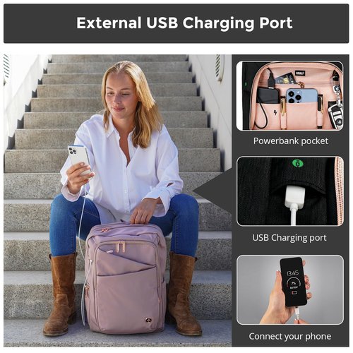 Swissdigital Design Business Laptop Backpack For Women,With USB Charging Port Computer Work Backpack,Fits 15.6 Inch Laptop Travel Casual Backpack,Black | KATY ROSE