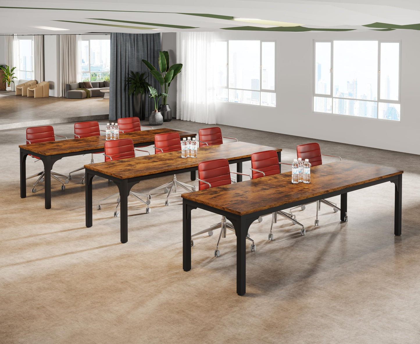 Trggivs 6.56 FT Conference Table, Super Sturdy Large Rectangle Meeting Seminar Table for 8 Person, Long Business Tables (Brown, 1PC)