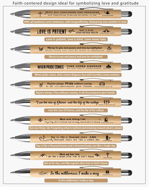 Ctsotmybs Christian Inspirational Pens With Bible Verse Stylus Ballpoint Pens Black Ink Bulk Religious Motivational Gifts for Women Men Bible Study Supplies for The Office Gifts 180 Count