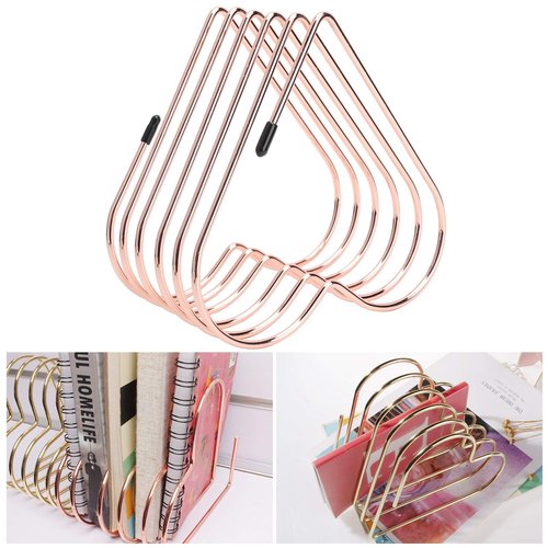 Rose Gold File Organizer School Supplies Desk Book Storage Rack Telescopic Files Folder Stand Organizer Craft Supplies Decorationrose Gold Rose Gold Desk Accessories (Rose Gold)